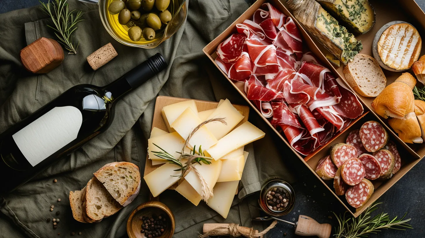 Contenido de la caja gourmet — vista cenital